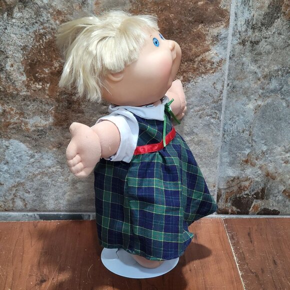 Cabbage Patch Kids Doll Play Along 2004 Green Blue Plaid Dress Blue Eyes - Picture 5 of 13